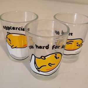 Sanrio Hello Kitty Guadetama Lazy Egg Mini Shot Glasses Set Of 3